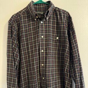 Orvis Men’s XL Button-Down Shirt Plaid Long Sleeve Flannel Cotton Casual Size XL